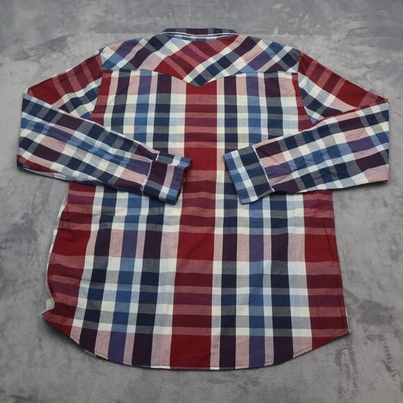 Levis Shirt Mens XL Extra Blue Red Plaid Pearl Snap Button Pockets Dress Work - Picture 11 of 16